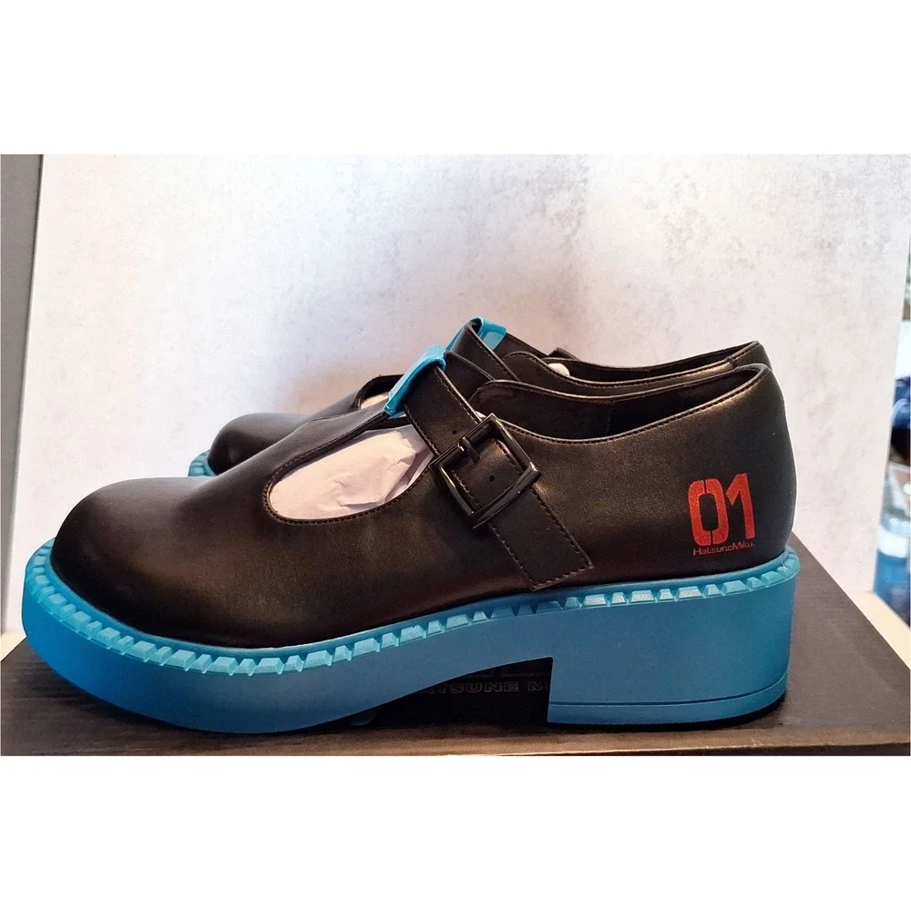 HATSUNE MIKU PLATFORM MARY JANE SHOES BLACK BLUE SIZE 9 WOMENS